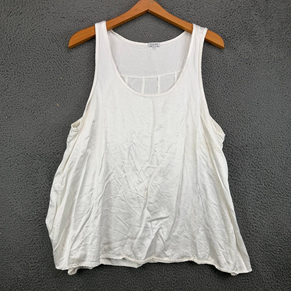 PJ Harlow Womens XL White Satin Tank Top Sleeveless Loungewear Sleepwear PJ